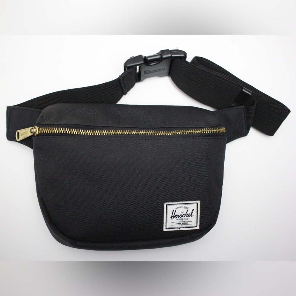 Herschel Supply Company Black Belt Bag with Gold Zipper